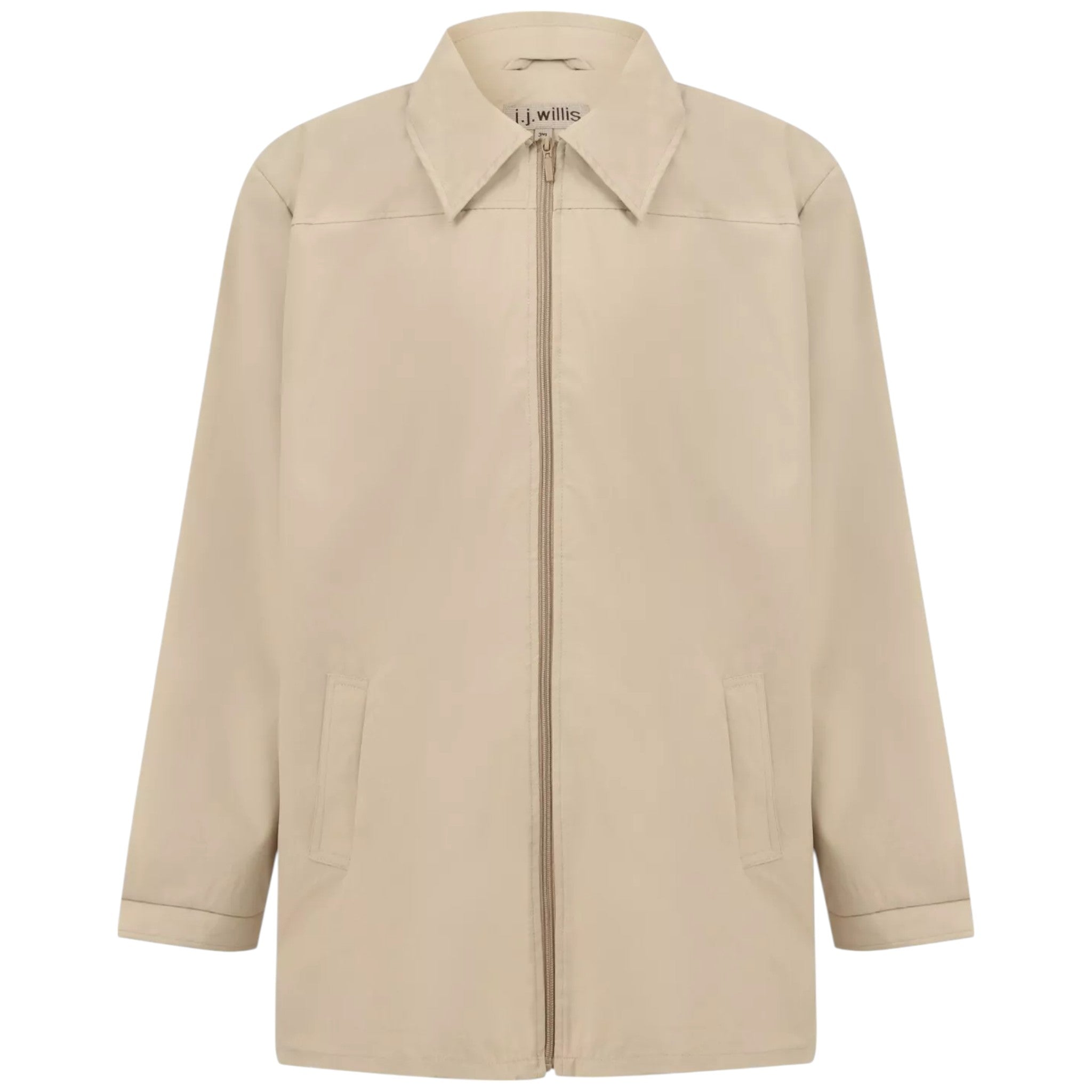 Men's plus size beige Harrington jacket with zip front and collar – lightweight spring or autumn coat